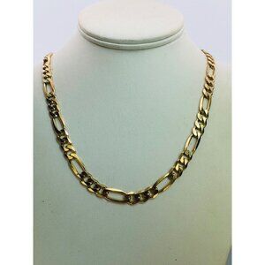 HAN 925 Gold Plated Sterling Silver Italy Figaro Chain Necklace, 21", 1.5mm, 42.